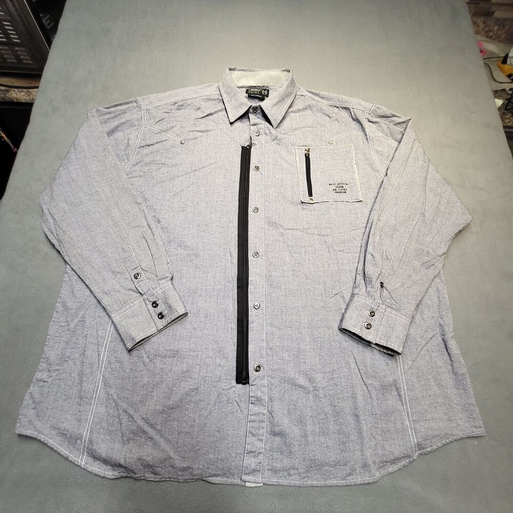 Most Official Seven Shirt Mens 5XL Gray Button Up Full Zip Long Sleeve Urban